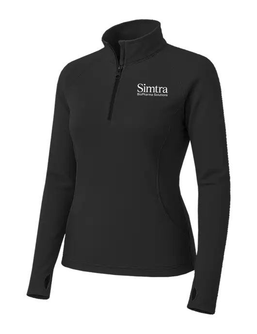 Charcoal Grey Womens Sport Wick Stretch 1/4 Zip Pullover w/Simtra Logo