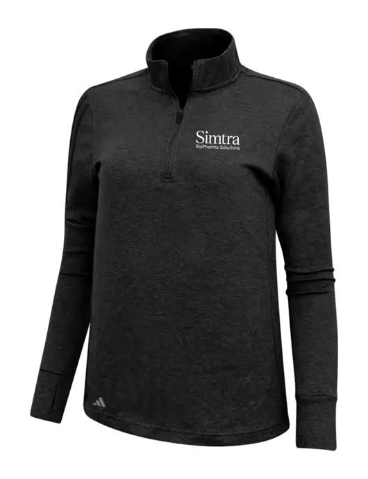 Adidas Black Melange Womens 3 Stripes Quarter Zip Sweater w/Simtra Logo