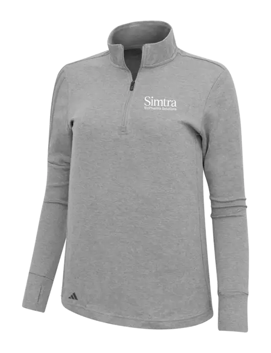 Adidas Light Grey Melange Womens 3 Stripes Quarter Zip Sweater w/Simtra Logo