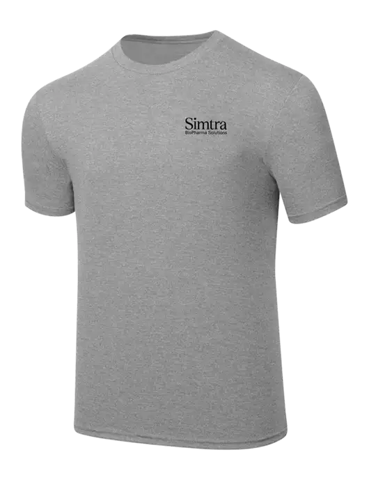 Simply Soft Heathered Light Grey 4.5oz  Poly/Combed Ring Spun Cotton T-Shirt w/Simtra Logo