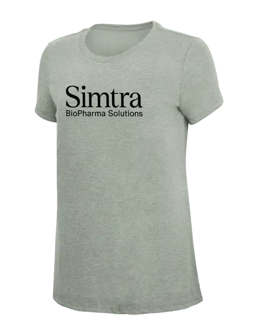 Womens Simply Soft Heathered Light Grey 4.5oz Poly/Combed Ring Spun Cotton T-Shirt w/Simtra Logo