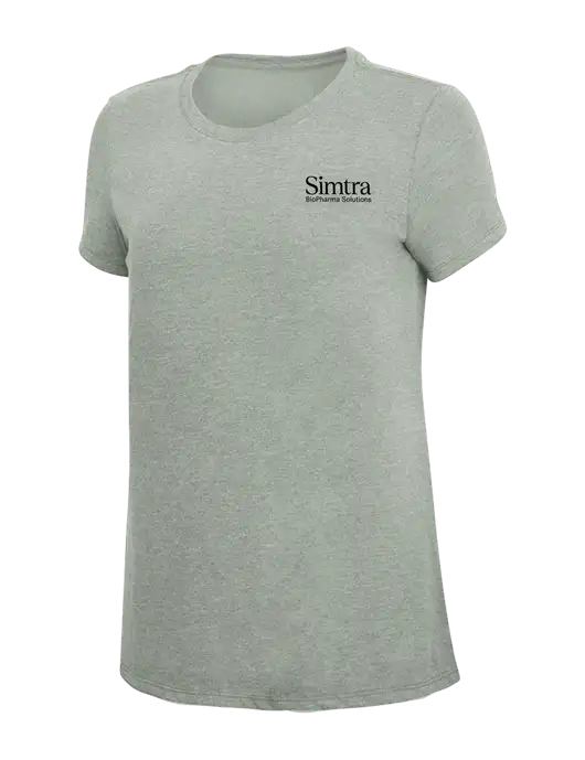 Womens Simply Soft Heathered Light Grey 4.5oz Poly/Combed Ring Spun Cotton T-Shirt w/Simtra Logo