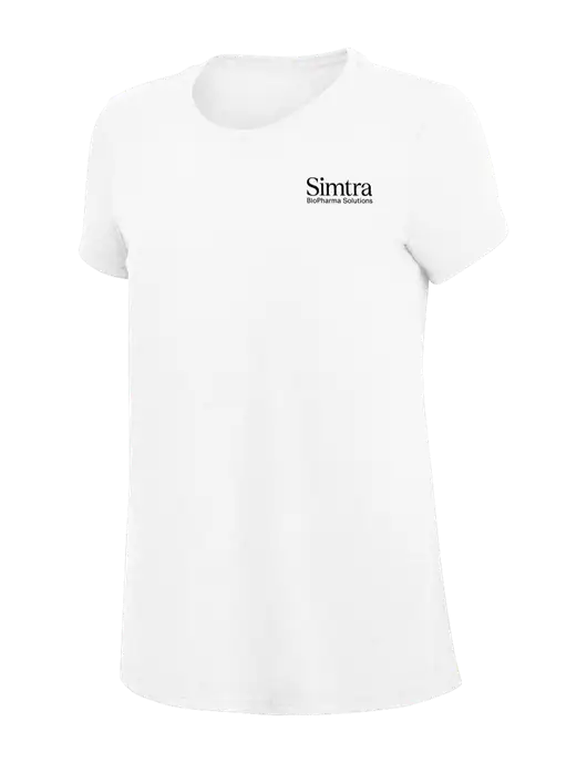 Womens Simply Soft White 4.5oz Poly/Combed Ring Spun Cotton T-Shirt
 w/Simtra Logo