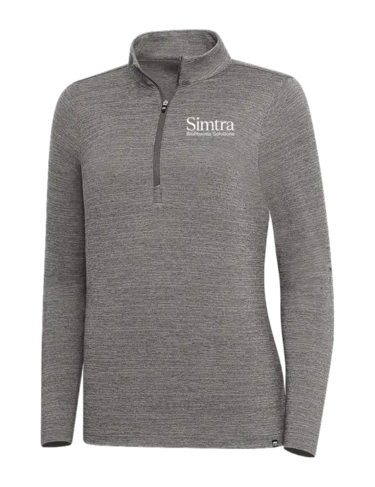 TravisMathew Medium Grey Heather Womens Crestview 1/4 Zip w/Simtra Logo