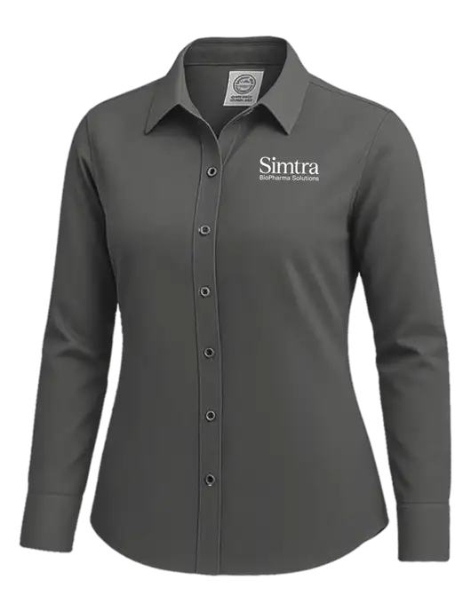 Brooks Brothers Womens Dark Grey Wrinkle-Free Stretch Nailhead Shirt w/Simtra Logo