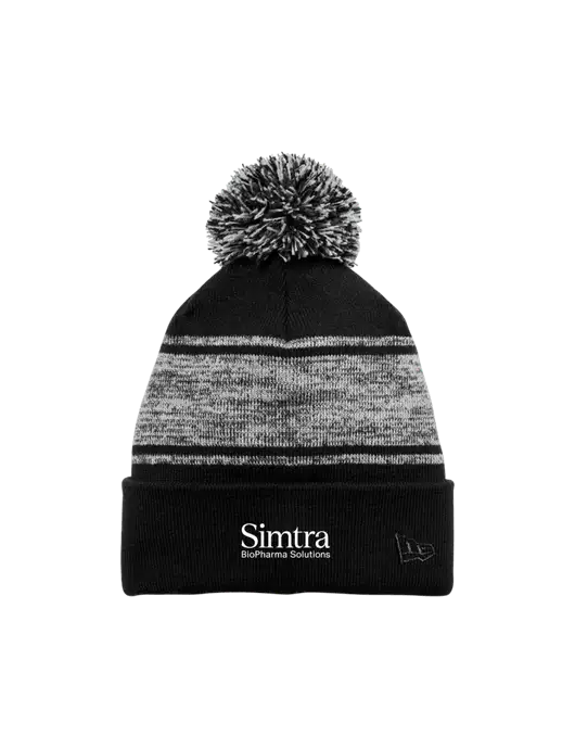 New Era Black/Charcoal Knit Chilled Pom Beanie w/Simtra Logo