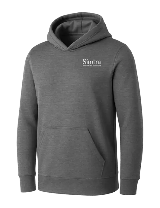 Womens Medium Grey Heather Core Fleece Pullover Hooded Sweatshirt w/Simtra Logo
