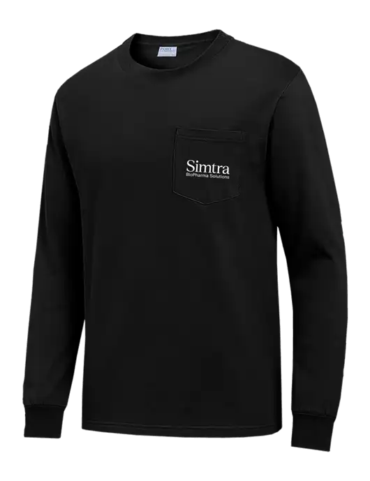 Black Long Sleeve Heavyweight 6.1 oz Pocket T-Shirt w/Simtra Logo