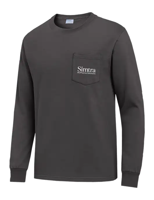 Charcoal Long Sleeve Heavyweight 6.1 oz Pocket T-Shirt w/Simtra Logo