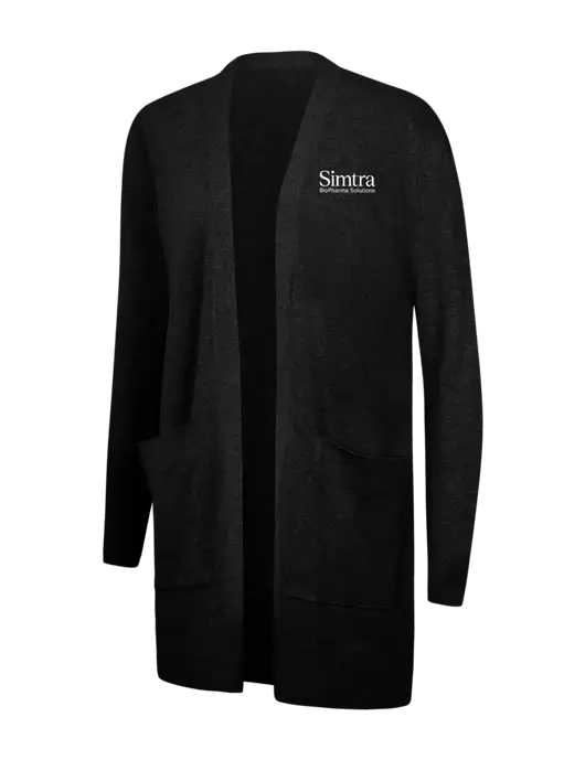 Mercer+Mettle Womens Black Open Front Cardigan Sweater w/Simtra Logo