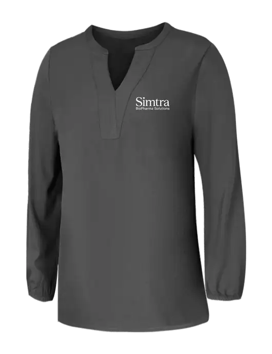 Mercer+Mettle Womens Dark Grey Stretch Crepe 3/4 Sleeve Blouse w/Simtra Logo