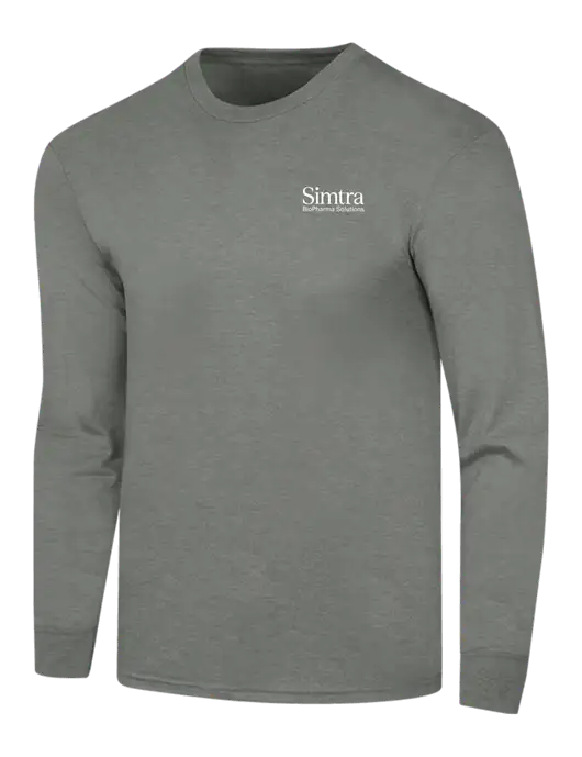 Simply Soft Long Sleeve Heathered Charcoal 4.5 oz, Poly/Combed Ring Spun Cotton T-Shirt w/Simtra Logo