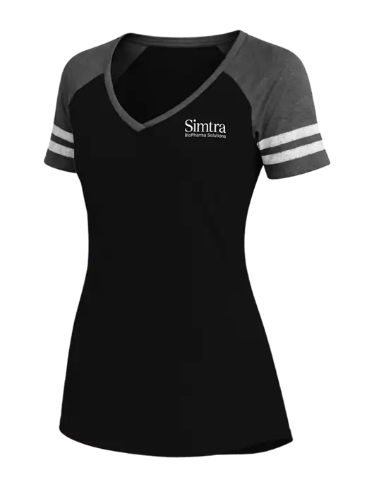 Womens Black/Charcoal Heather V-Neck Game Tee w/Simtra Logo