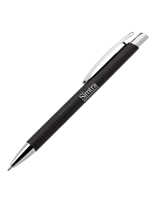 Malay Black Ballpoint Pen - Blue Ink w/Simtra Logo