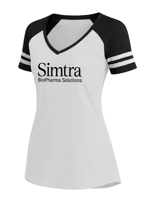 Womens White/Black V-Neck Game Tee w/Simtra Logo