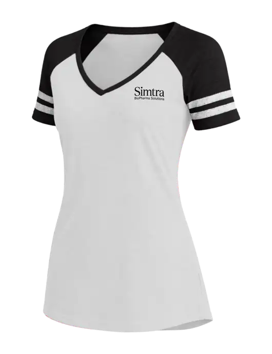 Womens White/Black V-Neck Game Tee w/Simtra Logo