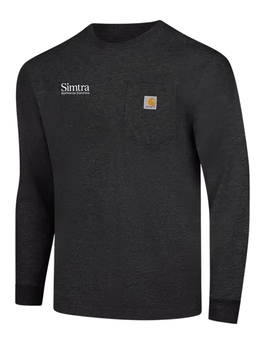 Carhartt Dark Grey Heather Workwear Pocket Long Sleeve T-Shirt w/Simtra Logo