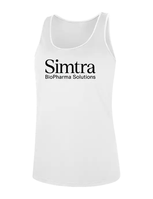 Womens White Perfect Tri Racerback Tank w/Simtra Logo