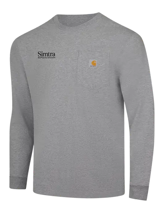 Carhartt Light Grey Heather Workwear Pocket Long Sleeve T-Shirt w/Simtra Logo