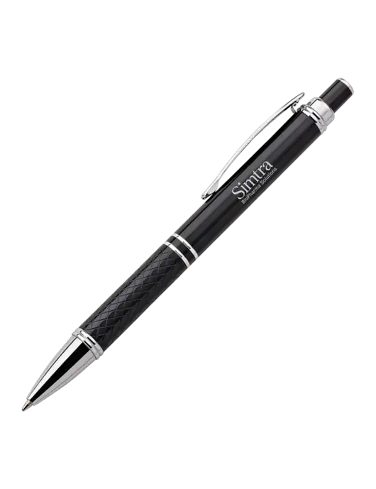 Black Stellar Scribe Pen - Black Ink w/Simtra Logo