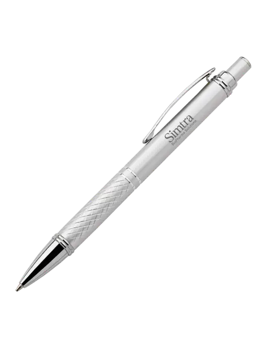 Silver Stellar Scribe Pen - Black Ink w/Simtra Logo