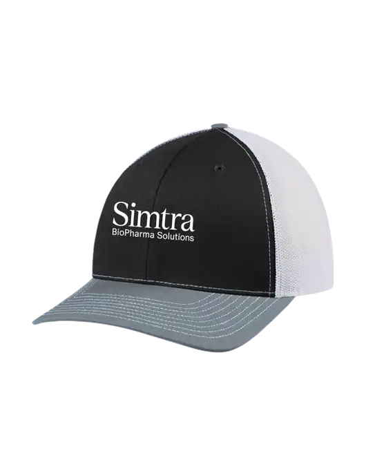 Richardson Adjustable Snapback Original 112 Trucker Cap Black/Light Heather Grey/White Mesh w/Simtra Logo