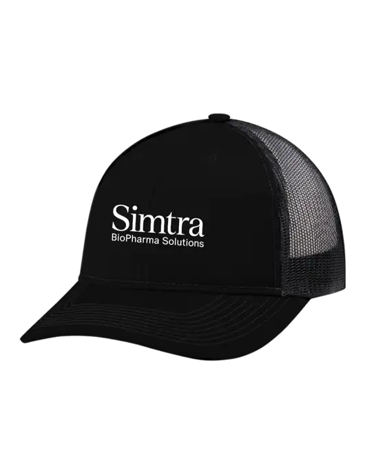 Snapback Ponytail Trucker Cap Black w/Black Mesh w/Simtra Logo