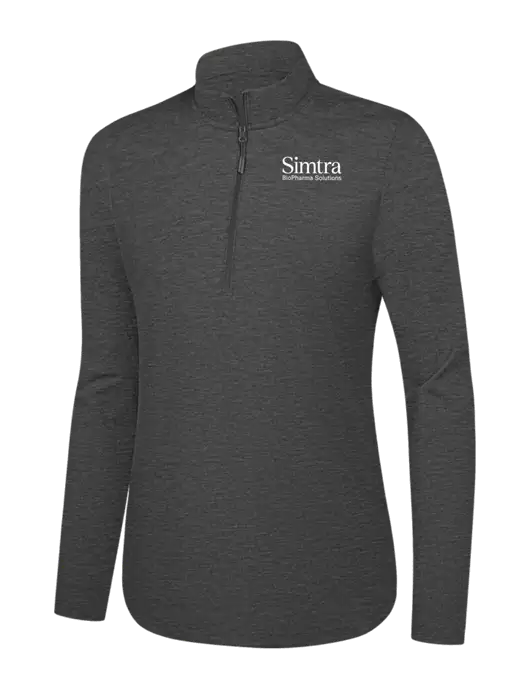  Womens Dark Grey Heather C-FREE Double Knit 1/4-Zip w/Simtra Logo