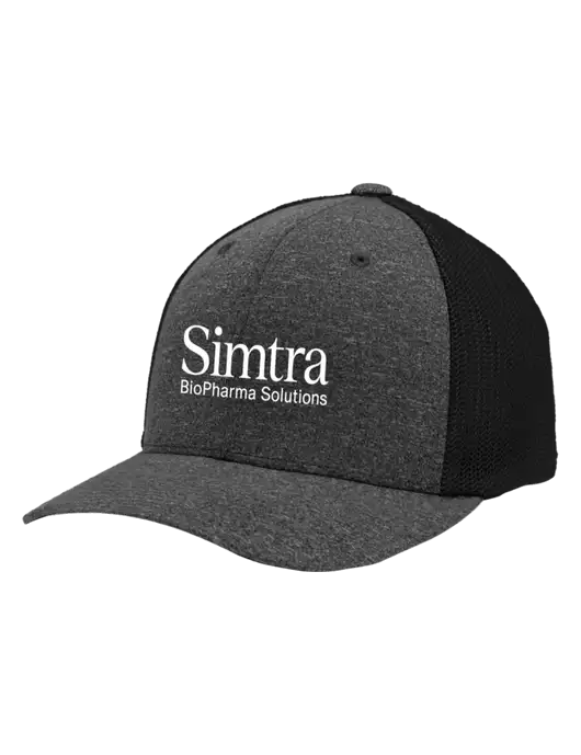 Flexfit Black/Dark Charcoal Heather Melange Mesh Back Trucker Cap w/Simtra Logo