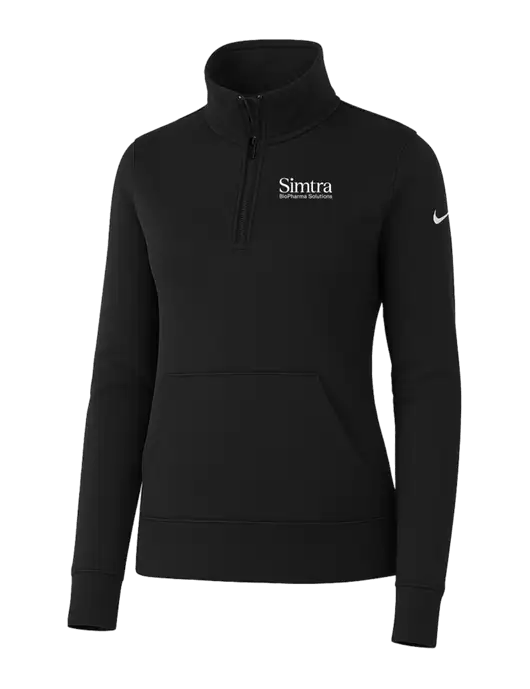 Nike Womens Black Club Fleece Sleeve Swoosh 1/2-Zip w/Simtra Logo