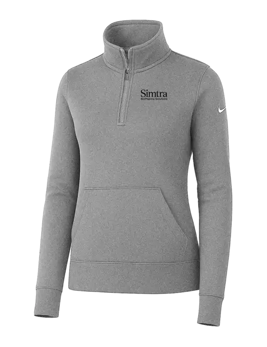 Nike Womens Light Grey Heather Club Fleece Sleeve Swoosh 1/2-Zip w/Simtra Logo