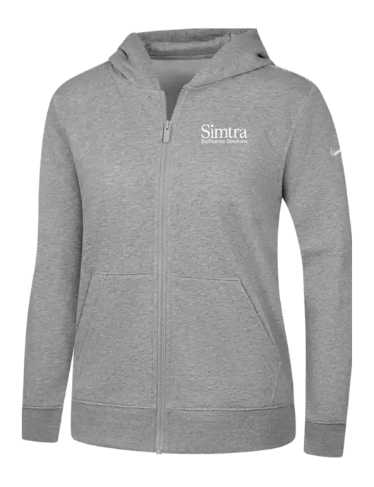 Nike Womens Club Fleece Sleeve Swoosh Full-Zip Dark Grey Heather Hoodie w/Simtra Logo