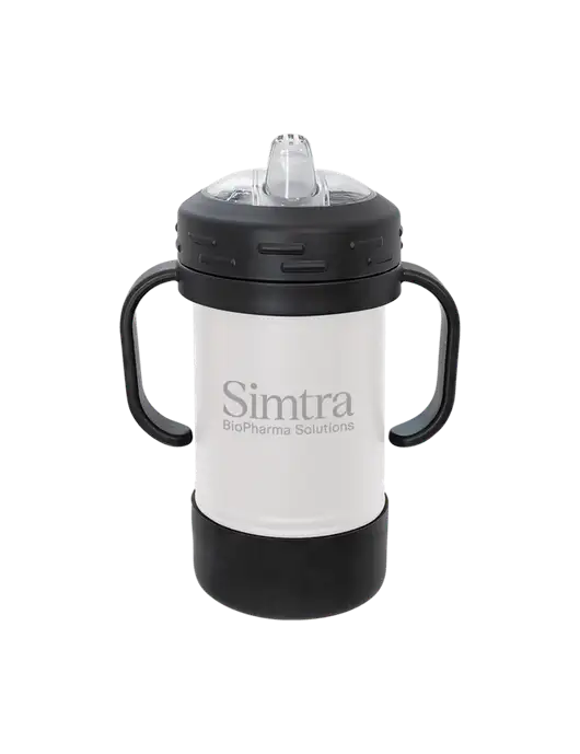 Polar Camel 10 oz Powder Coated White Sippy Cup w/Simtra Logo