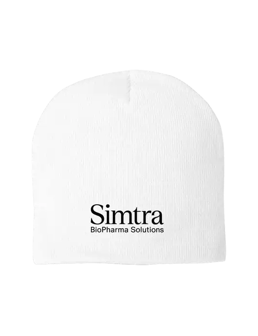 Solid White Element Knit Beanie w/Simtra Logo