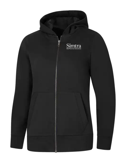 Womens Black Re-Fleece Full-Zip Hoodie w/Simtra Logo