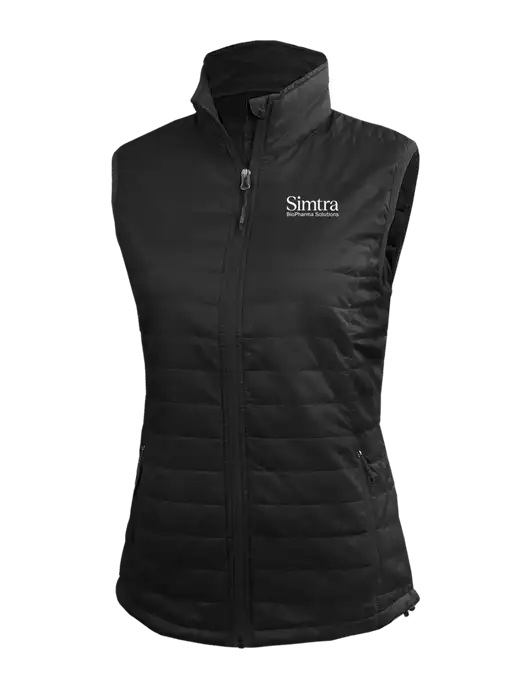 Womens Packable Black Puffy Vest w/Simtra Logo