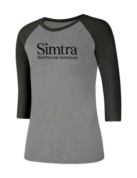 Womens Simply Soft 3/4 Sleeve Black Frost/Grey Frost Ring Spun Cotton T-Shirt w/Simtra Logo