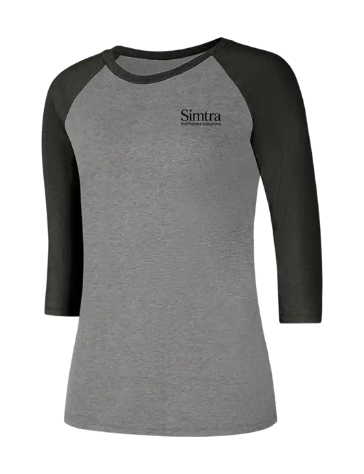 Womens Simply Soft 3/4 Sleeve Black Frost/Grey Frost Ring Spun Cotton T-Shirt w/Simtra Logo