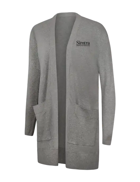 Mercer+Mettle Womens Light Grey Heather Open Front Cardigan Sweater w/Simtra Logo