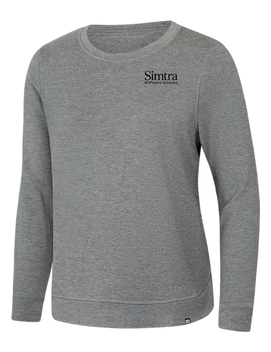 TravisMathew Womens Light Grey Heather Lightweight Long Weekend Crew w/Simtra Logo